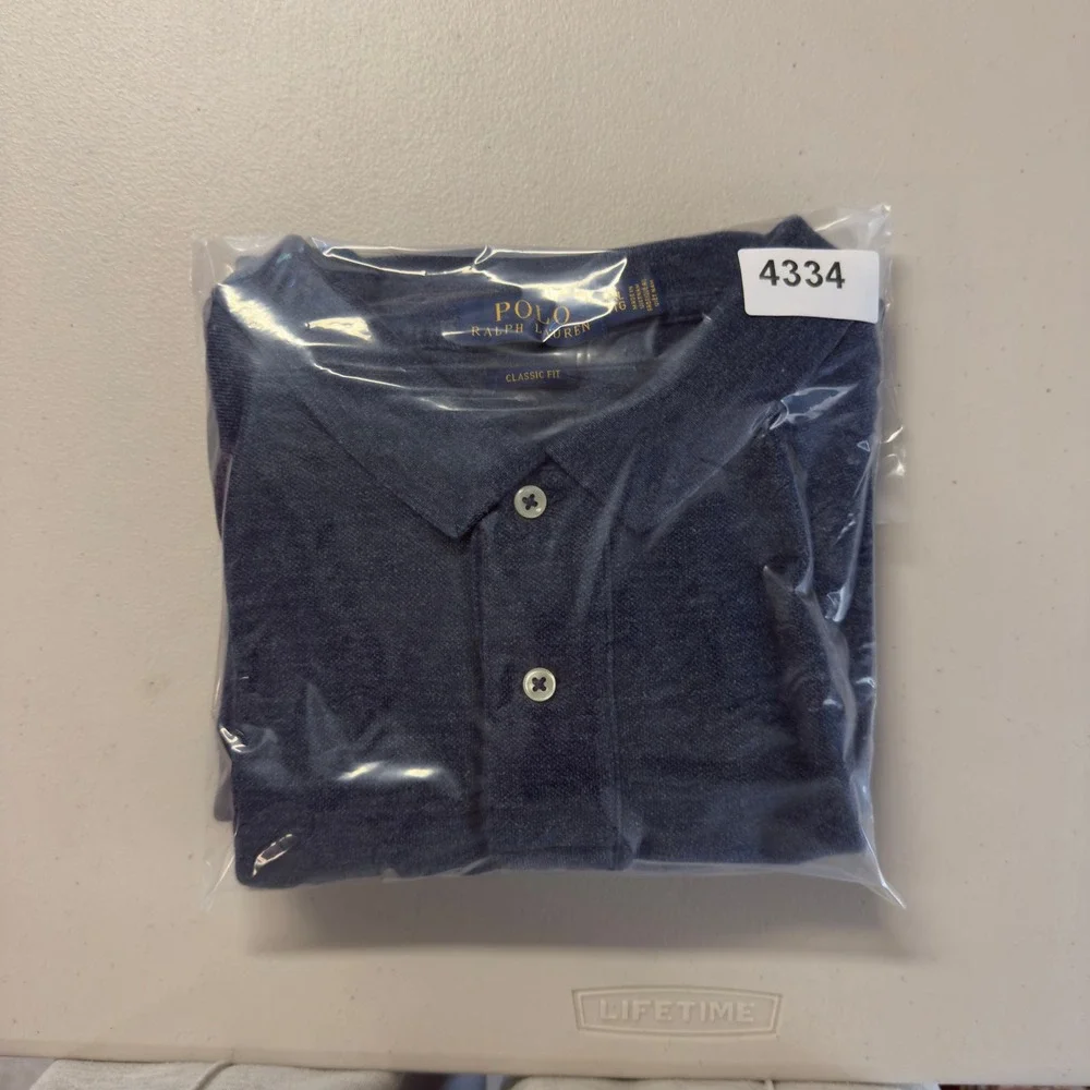 Polo Ralph Lauren Polo Shirt Mens XXL Blue Heathered Cotton Classic Fit